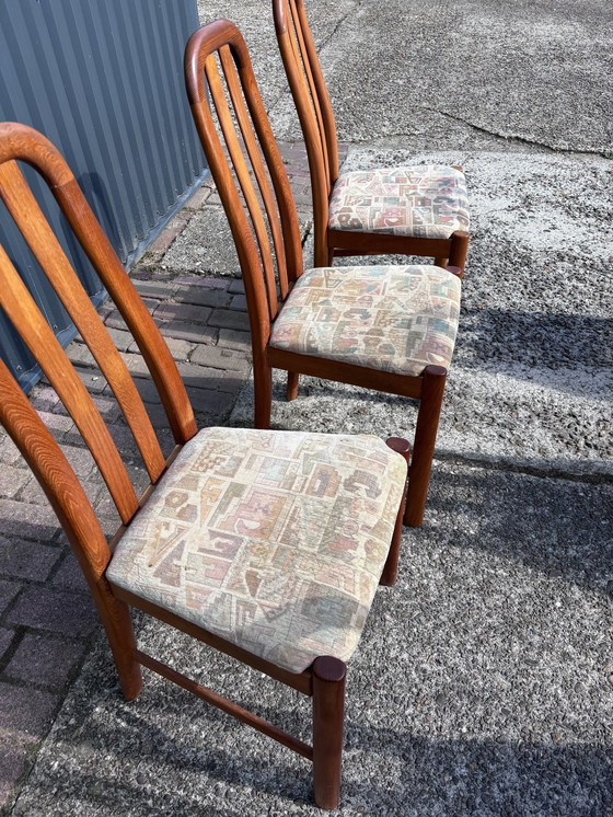 Image 1 of 8 X Vintage Eetkamerstoelen Teak