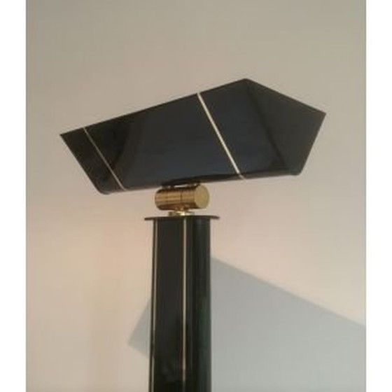 Image 1 of Franse vintage vloerlamp in zwarte lak en messing, 1970