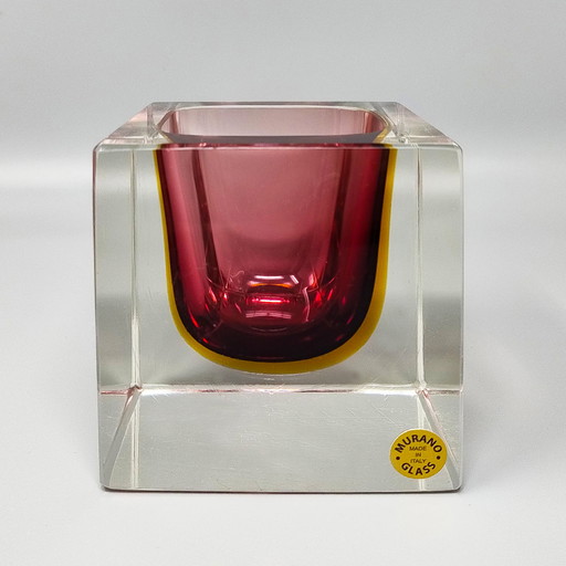 1960 Grote Murano Roze Asbak of Vangschaal van Flavio Poli voor Seguso