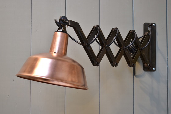 Image 1 of Vintage schaarlamp wandlamp koper