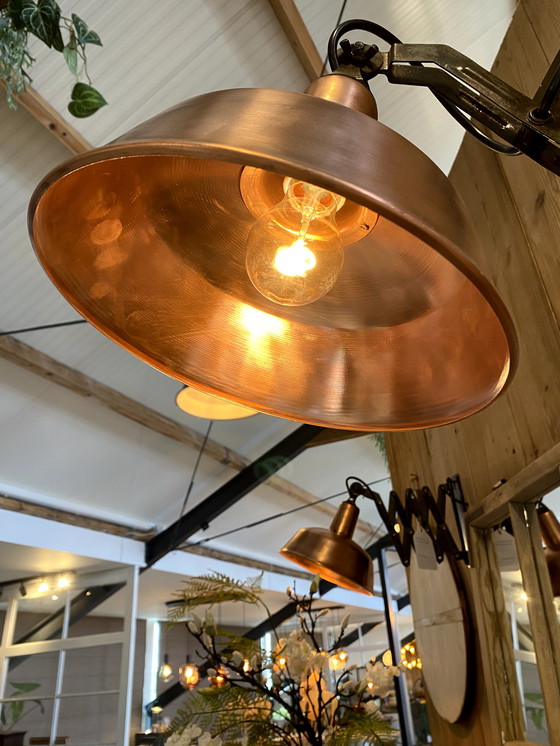 Image 1 of Vintage schaarlamp wandlamp koper