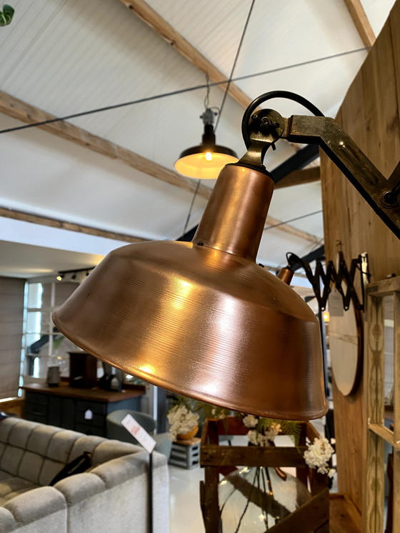 Image 1 of Vintage schaarlamp wandlamp koper