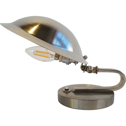 Vintage Art Deco Oyster tafellamp in vernikkeld, Tsjecho-Slowakije 1930