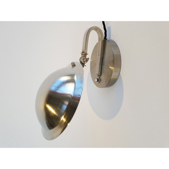 Image 1 of Vintage Art Deco Oyster tafellamp in vernikkeld, Tsjecho-Slowakije 1930