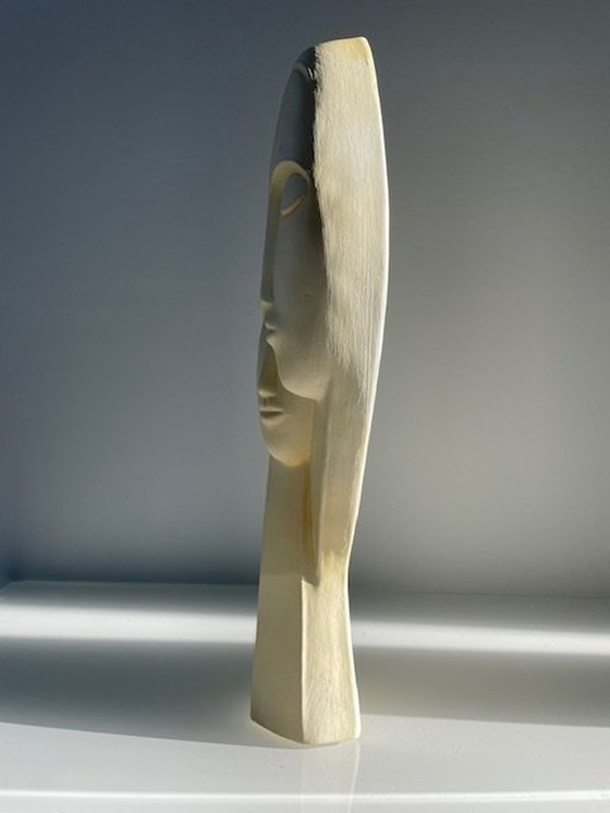 Image 1 of Moderne Wandsculptuur Van 2 Gestileerde Gezichten