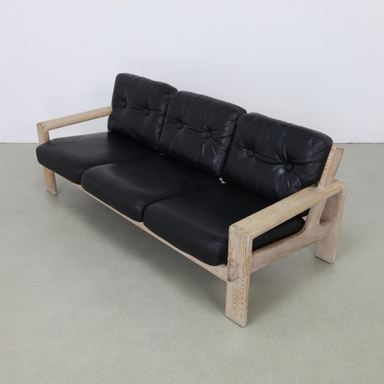 Image 1 of Sofa in leer "Bonanza" van Esko Pajamies voor Asko, 1970