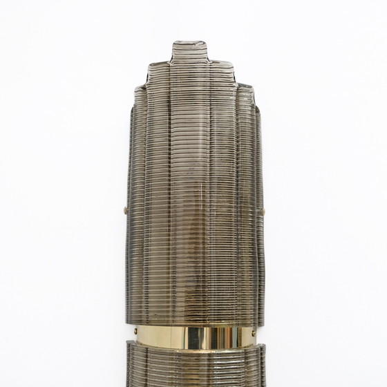 Image 1 of Paar grote wandlampen Murano glas met structuur in Art Deco stijl