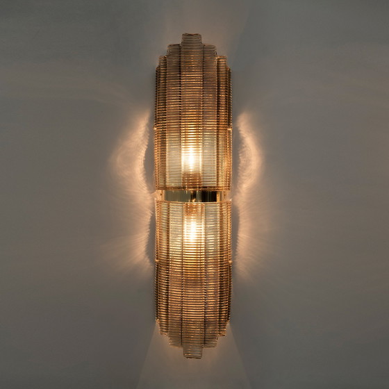 Image 1 of Paar grote wandlampen Murano glas met structuur in Art Deco stijl