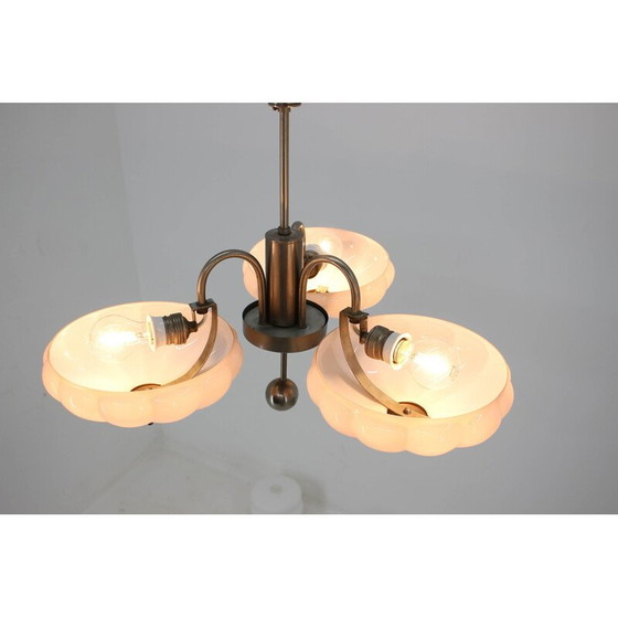 Image 1 of Vintage Art Deco kroonluchter van vernikkeld staal, 1930