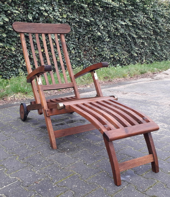 Image 1 of Summer Garden teakhouten deckchairs met wielen, inklapbaar