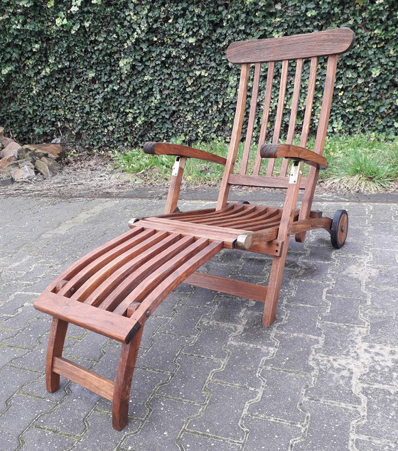 Image 1 of Summer Garden teakhouten deckchairs met wielen, inklapbaar