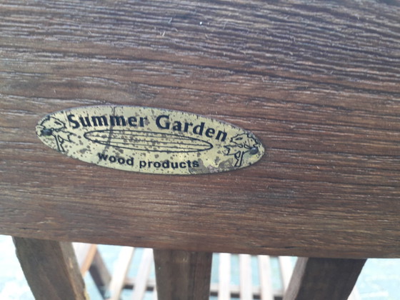 Image 1 of Summer Garden teakhouten deckchairs met wielen, inklapbaar