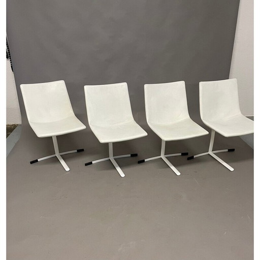 Set van 4 vintage stoelen van staal en leer van Giovanni Offredi voor Saporiti