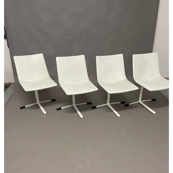 Image 1 of Set van 4 vintage stoelen van staal en leer van Giovanni Offredi voor Saporiti