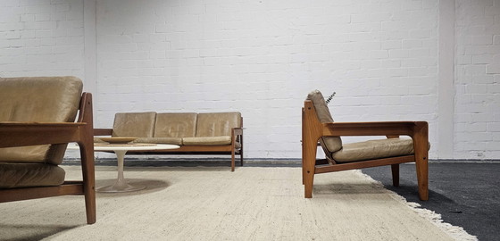 Image 1 of Arne Wahl Iversen Mid Century Zitgroep 60S Sofa Fauteuil Stoel Teak Armstoelen Gemakkelijke Stoel