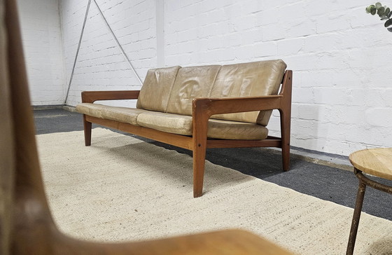 Image 1 of Arne Wahl Iversen Mid Century Zitgroep 60S Sofa Fauteuil Stoel Teak Armstoelen Gemakkelijke Stoel