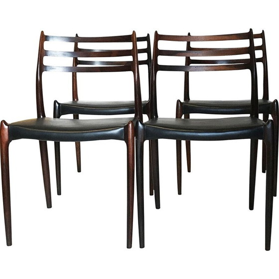 Image 1 of Set van 4 vintage stoelen Møller Model 78 palissander, Niels Otto Møller 1962