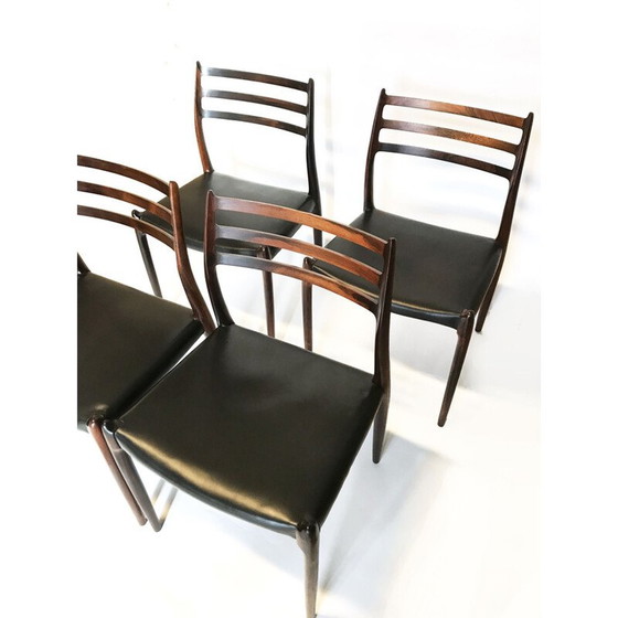 Image 1 of Set van 4 vintage stoelen Møller Model 78 palissander, Niels Otto Møller 1962