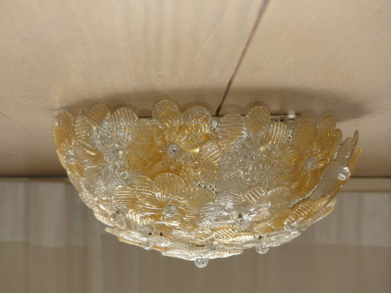 Image 1 of Plafondlamp bloemen met goud Barovier & Toso Murano