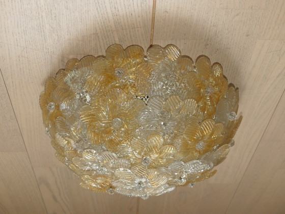 Image 1 of Plafondlamp bloemen met goud Barovier & Toso Murano