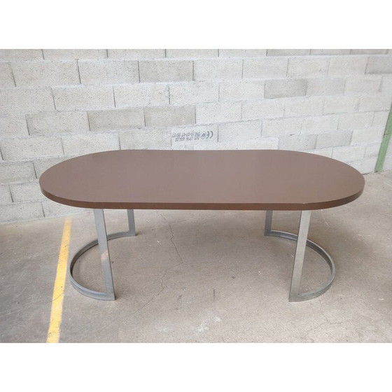 Image 1 of Vintage tafel in halve cirkel van verchroomd metaal