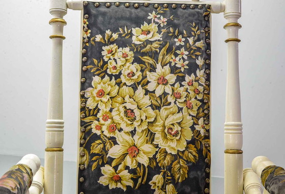 Image 1 of Victoriaanse stijl Dexter Spool Spring Spooled Platform Vintage Schommelstoel. VS, jaren 1950.