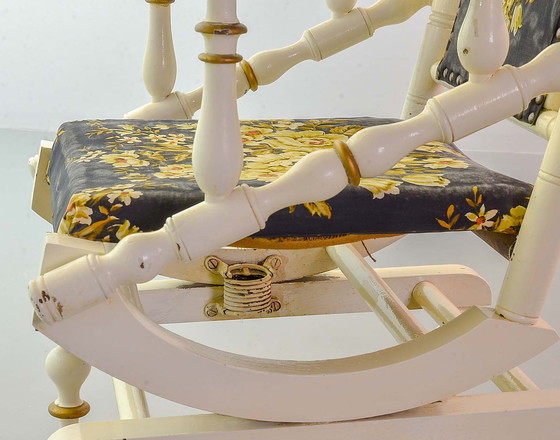 Image 1 of Victoriaanse stijl Dexter Spool Spring Spooled Platform Vintage Schommelstoel. VS, jaren 1950.