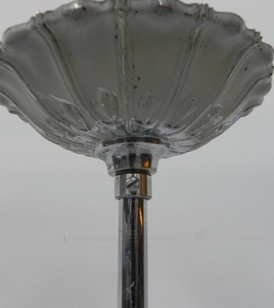 Image 1 of Art deco hanglamp met roze glazen kap