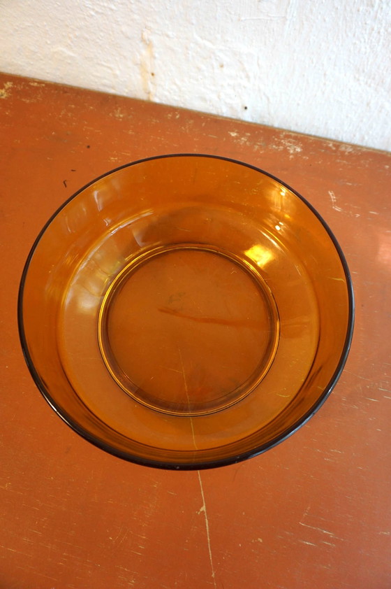 Image 1 of 3x Oranje amber glazen serveer kommen slakom restjes