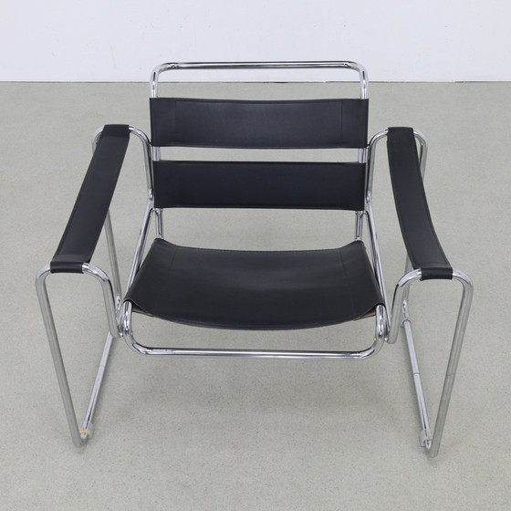 Image 1 of Vintage Buisframe Fauteuil Leer & Chrome