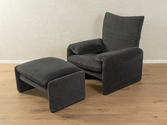 Image 1 of  "675 Maralunga" fauteuil en kruk, Vico Magistretti, Cassina