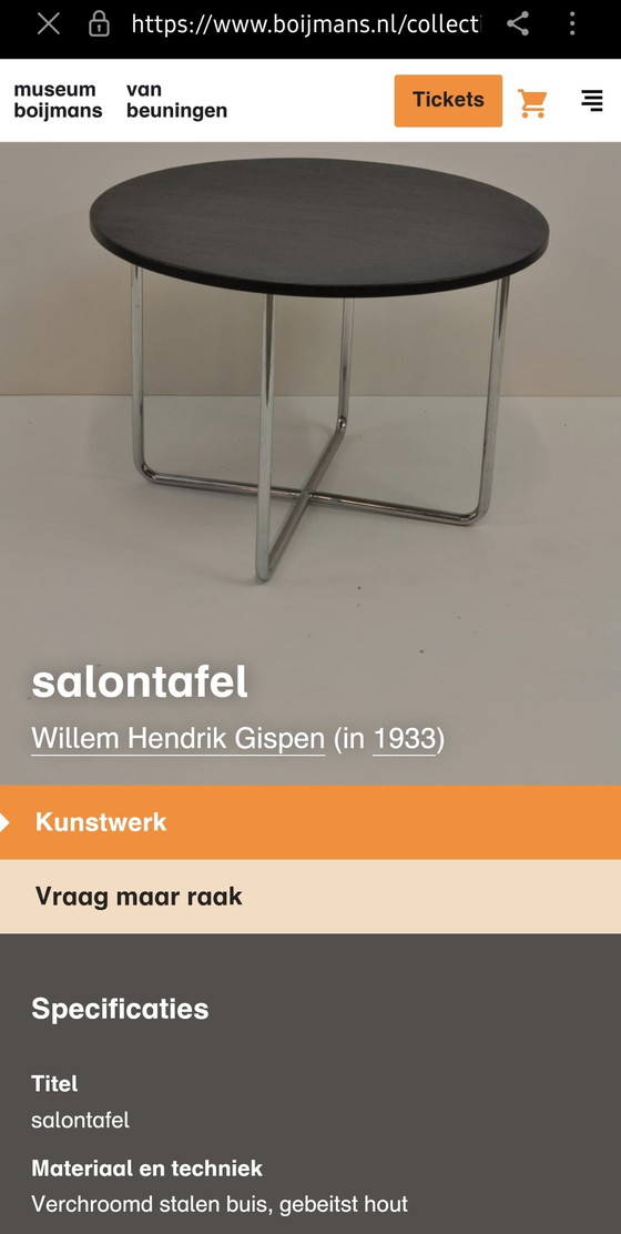 Image 1 of Vintage (1933) Gispen salontafel 502