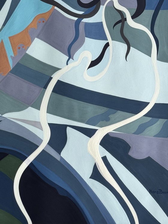 Image 1 of Hans Beers ( 1946 ) Schitterende kwaliteit abstract schilderij