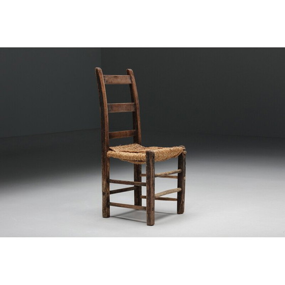 Image 1 of Vintage houten en rotan stoel, jaren 1940