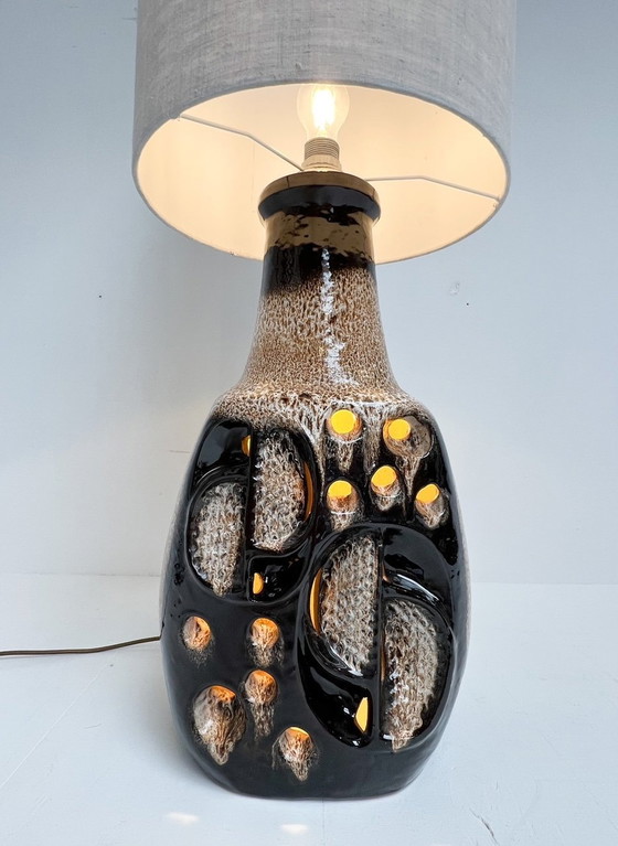 Image 1 of Keramische vloerlamp met verlichting in voet, 1970's