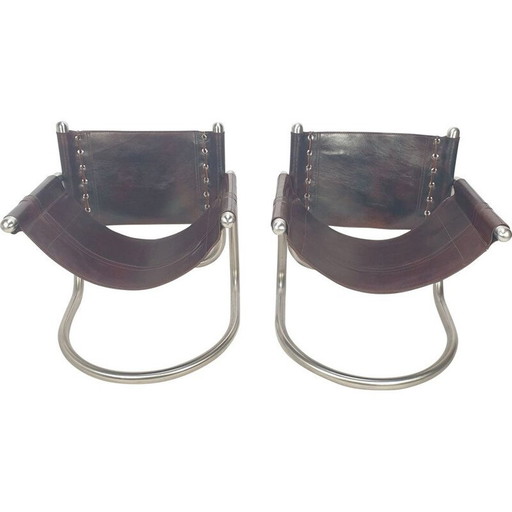 Set van 2 Italiaanse mid-century loungestoelen, jaren 1980