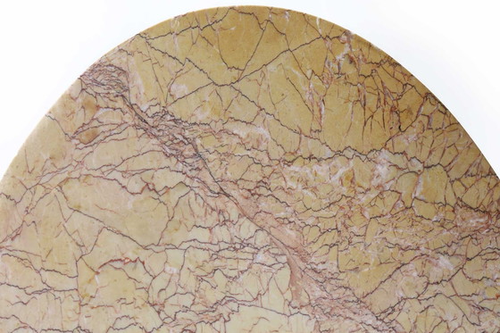 Image 1 of Art Deco Bijzettafel Van De Coene Freres Met Hout Inleg en Marmeren Bovenblad, 1930S