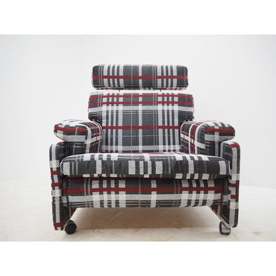 Image 1 of Vintage geruite fauteuil, Tsjecho-Slowakije 1960