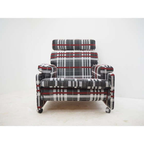 Image 1 of Vintage geruite fauteuil, Tsjecho-Slowakije 1960
