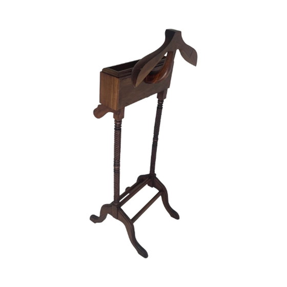 Image 1 of Dressboy / Valet Stand - Made in England - Twee laden en elegant gevormd houten frame