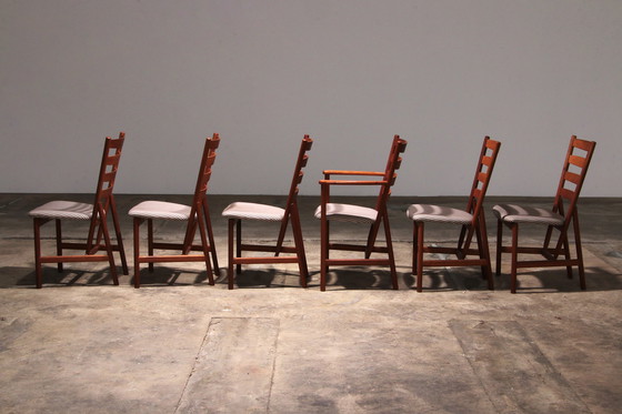 Image 1 of Hansen Sorensen Eetkamertafel met 6 stoelen,1970 Denemarken