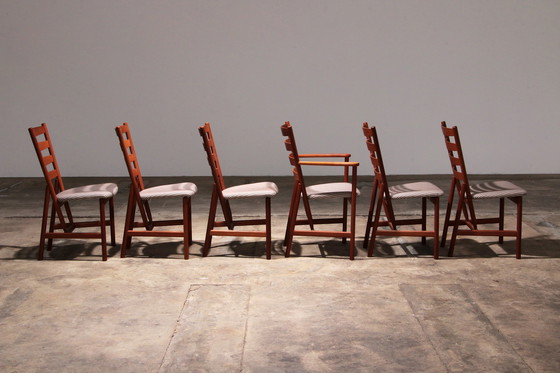 Image 1 of Hansen Sorensen Eetkamertafel met 6 stoelen,1970 Denemarken