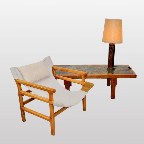 Image 1 of Vintage massief eiken salontafel, Frankrijk 1960