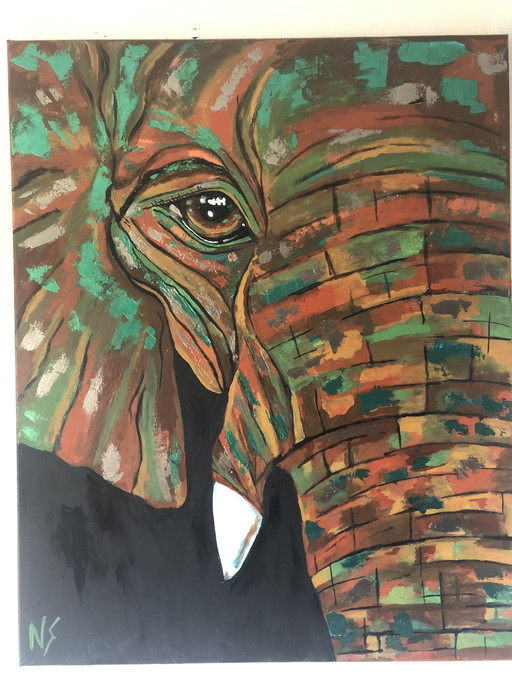 Schilderij Olifant 80 Bij 100 Cm