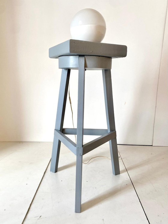 Image 1 of 1X Grote Vintage Houten Voetstuk, Italië 1950S