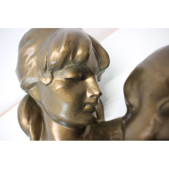 Image 1 of Vintage wandsculptuur van messing en keramiek door Bohumil Kokrda, Tsjecho-Slowakije 1968