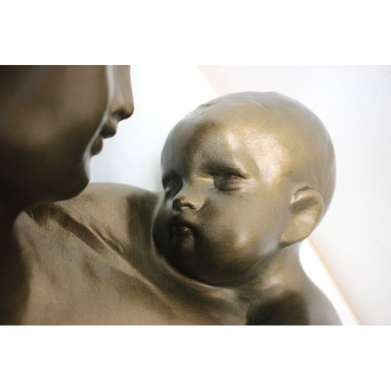 Image 1 of Vintage wandsculptuur van messing en keramiek door Bohumil Kokrda, Tsjecho-Slowakije 1968