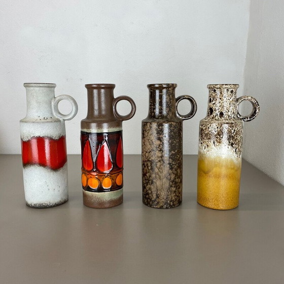 Image 1 of Set van 4 vintage vazen van dik lavaporselein voor Scheurich, Duitsland 1970