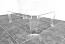 David Lange Lucite en glazen salon tafel