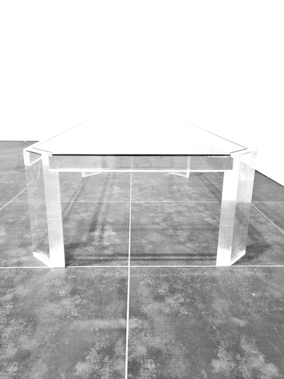 Image 1 of David Lange Lucite en glazen salon tafel